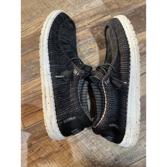 HEYDUDE Men's Wally Stretch Sox slip-on loafers in black with white soles size 9 - Picture 7 of 8